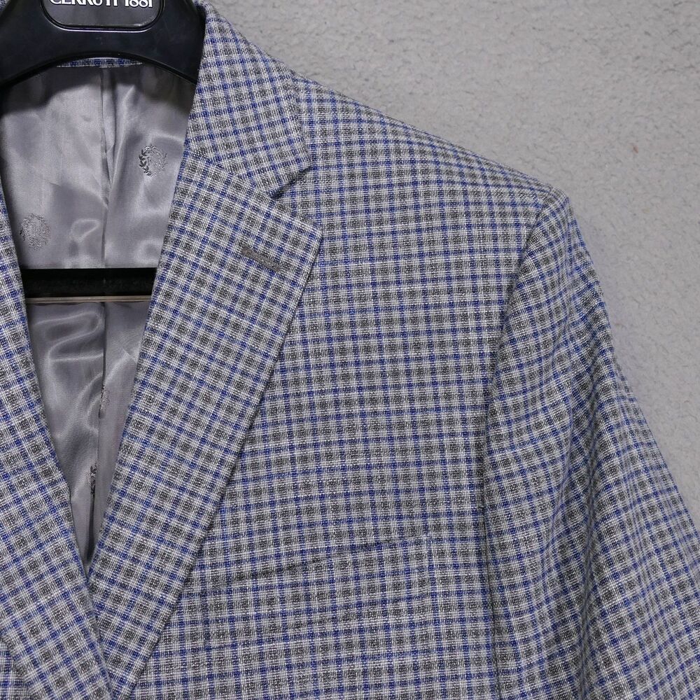 Lauren Ralph Lauren Sport Coat Blazer & Vest Mens 44R Gray Blue Plaid Two Button